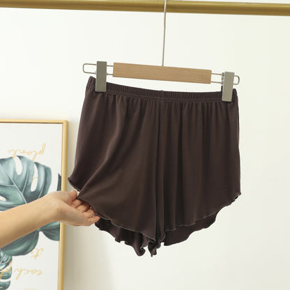 Pantalones cortos holgados con ribete en las orejas, de color liso, informales, para mujer
