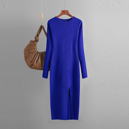 Women Basic Autumn And Winter Casual Solid Color Long Sleeve Knitted Dress