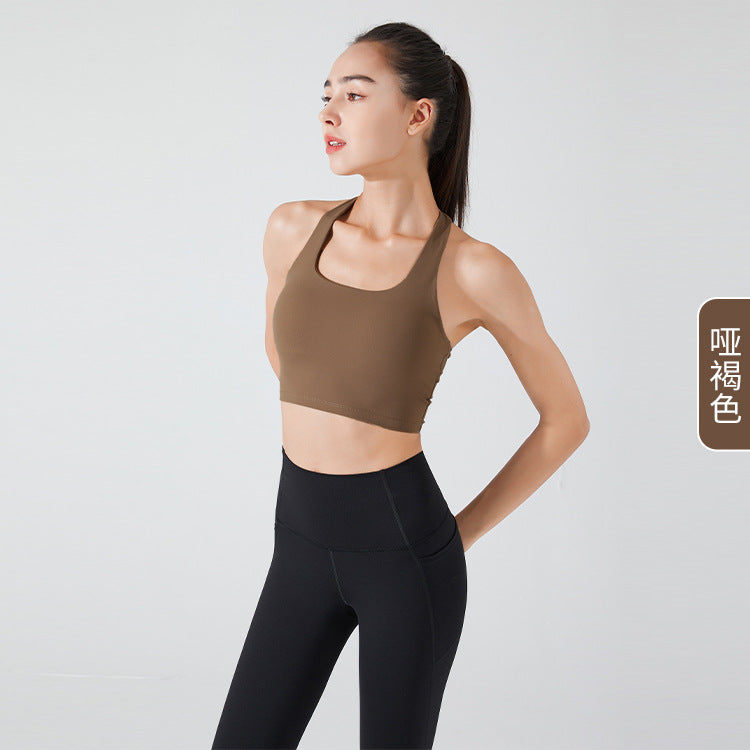 Chaleco deportivo informal holgado de color liso con cuello halter, sin espalda y sin mangas para mujer