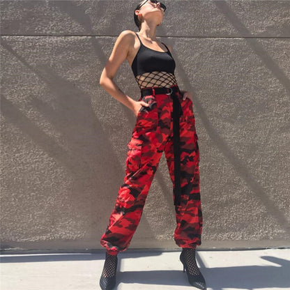 Women Autumn Camouflage Cargo Pants Denim Harem Pants Casual Pants