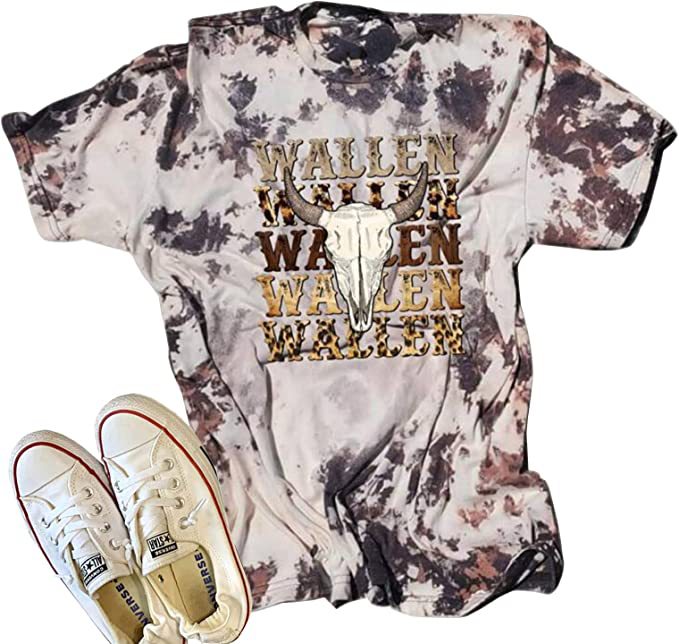 Camiseta informal de verano para mujer con estampado de cabeza de buey occidental, cuello redondo y manga corta