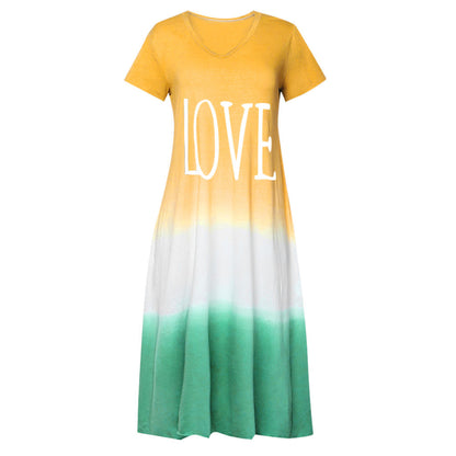 Women Fashion Plus Size Casual Love Letter Print Dress