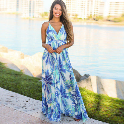 Vestido camisola holgado con cuello en V y estampado floral para mujer, informal, de vacaciones
