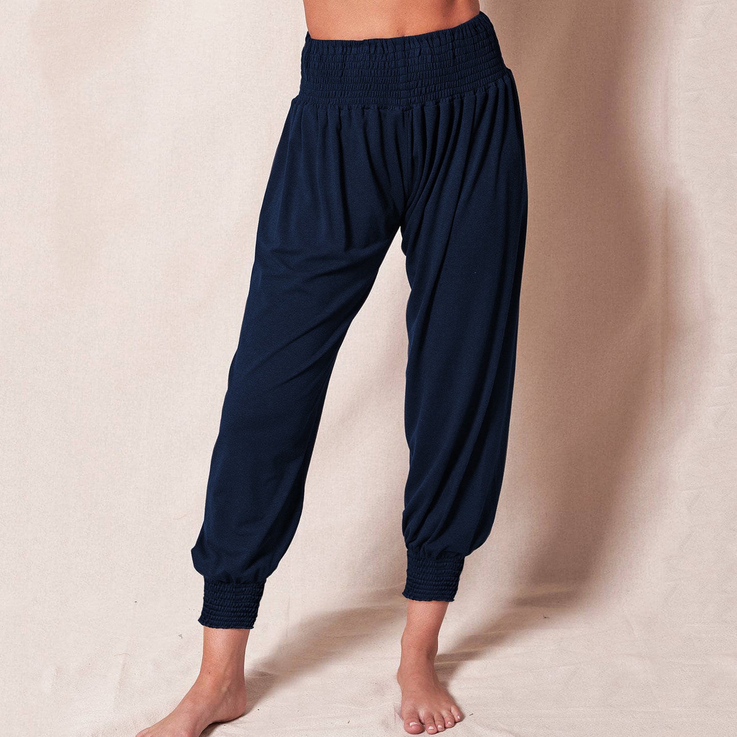 Women Fashion Casual Solid Color Elastic Waist Jogger Pants