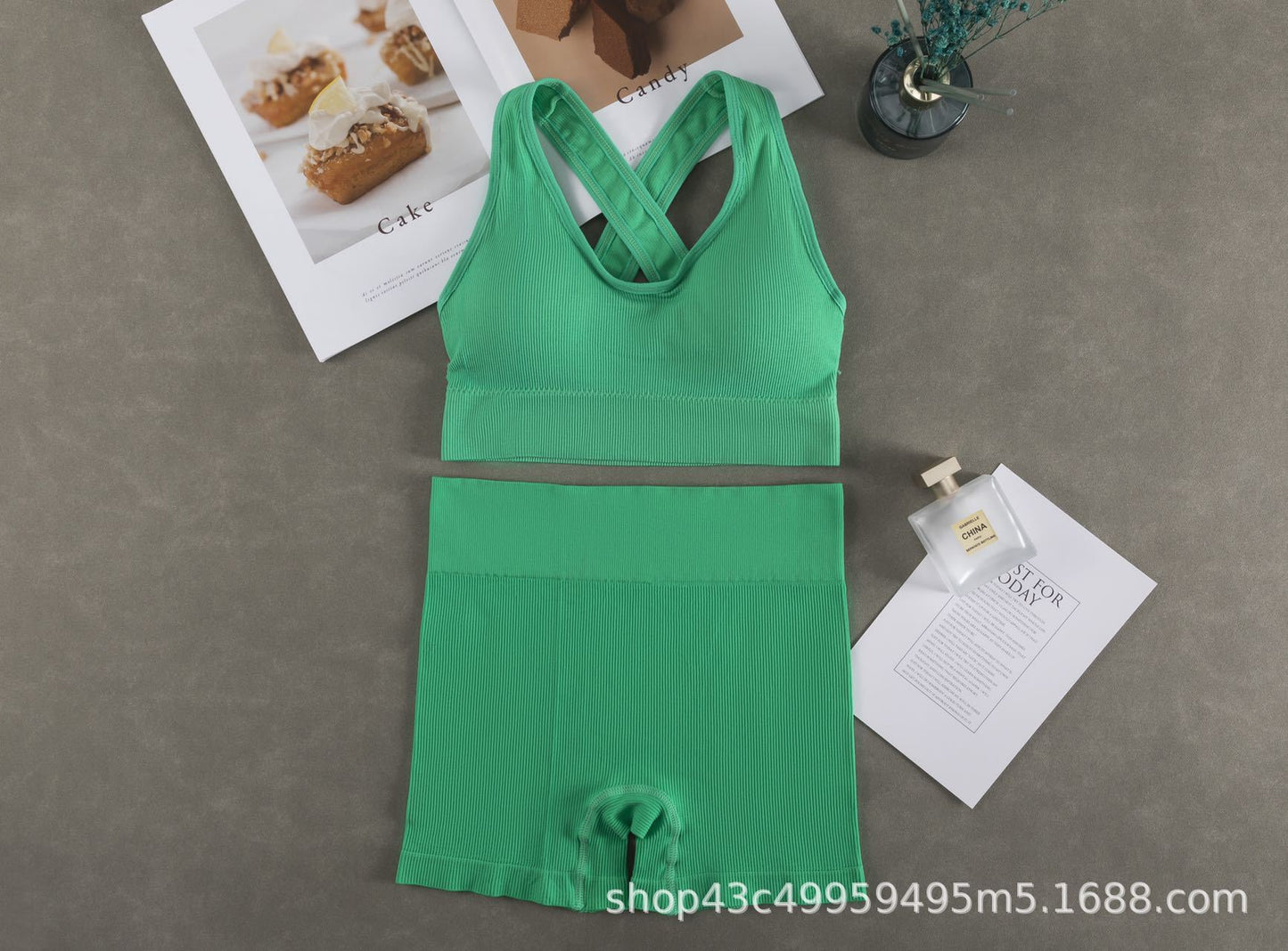 Women Fashion Casual Solid Color Camisole Sports Shorts Set