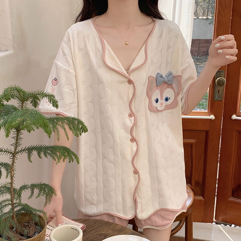Conjunto de pijama informal de manga corta y pantalones cortos para mujer