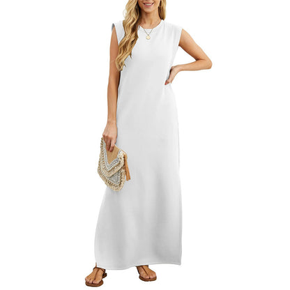 Vestido largo informal de verano para mujer, color liso, holgado, sin mangas