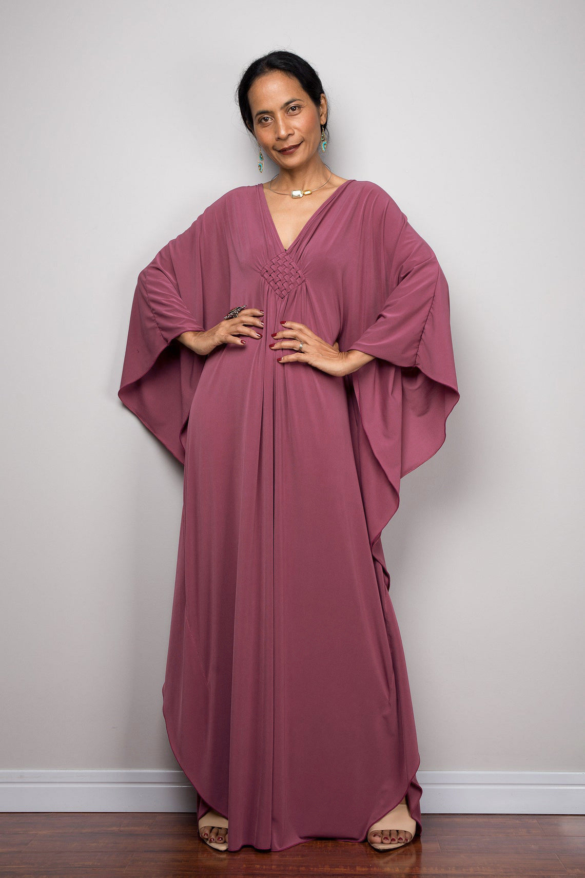 Women Polyester Loose Robe Vacation Casual Beach Swimwear Solid Color Coveruo Dress