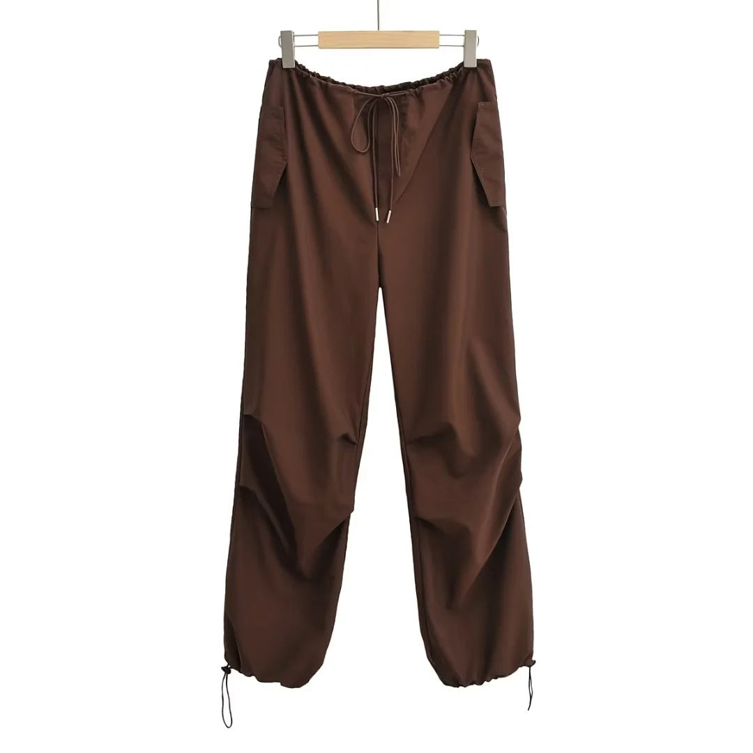 Women Fashion Drawstring Leg Casual Pants Thin Crowd Pants