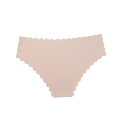 Women Casual Basic Mid-waist Breathable Ruffled Irregular Hem Panty