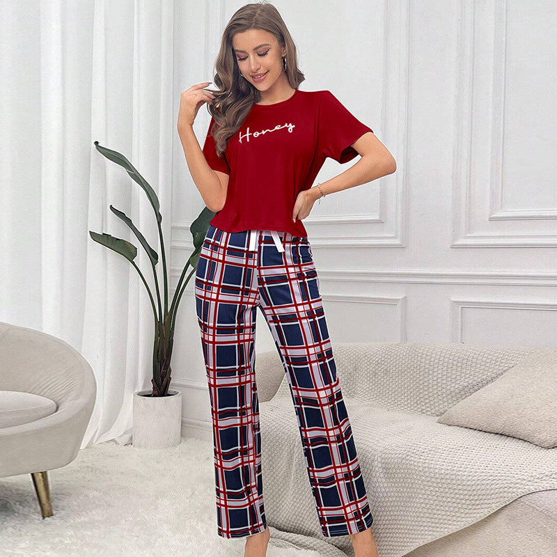 Pijama informal estampado de dos piezas para mujer