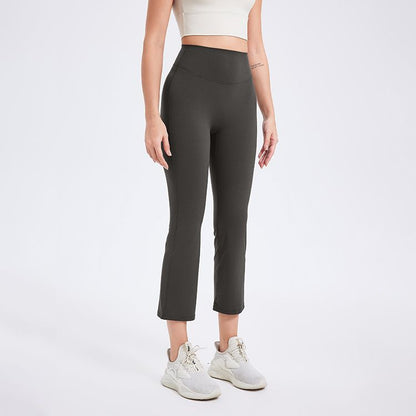 Women Fashion Casual Solid Color High Waist Slim-Fit Yoga Pants