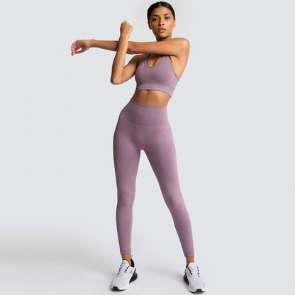Conjunto deportivo de 2 piezas para mujer, informal, de color sólido, sin mangas, con pantalones ajustados