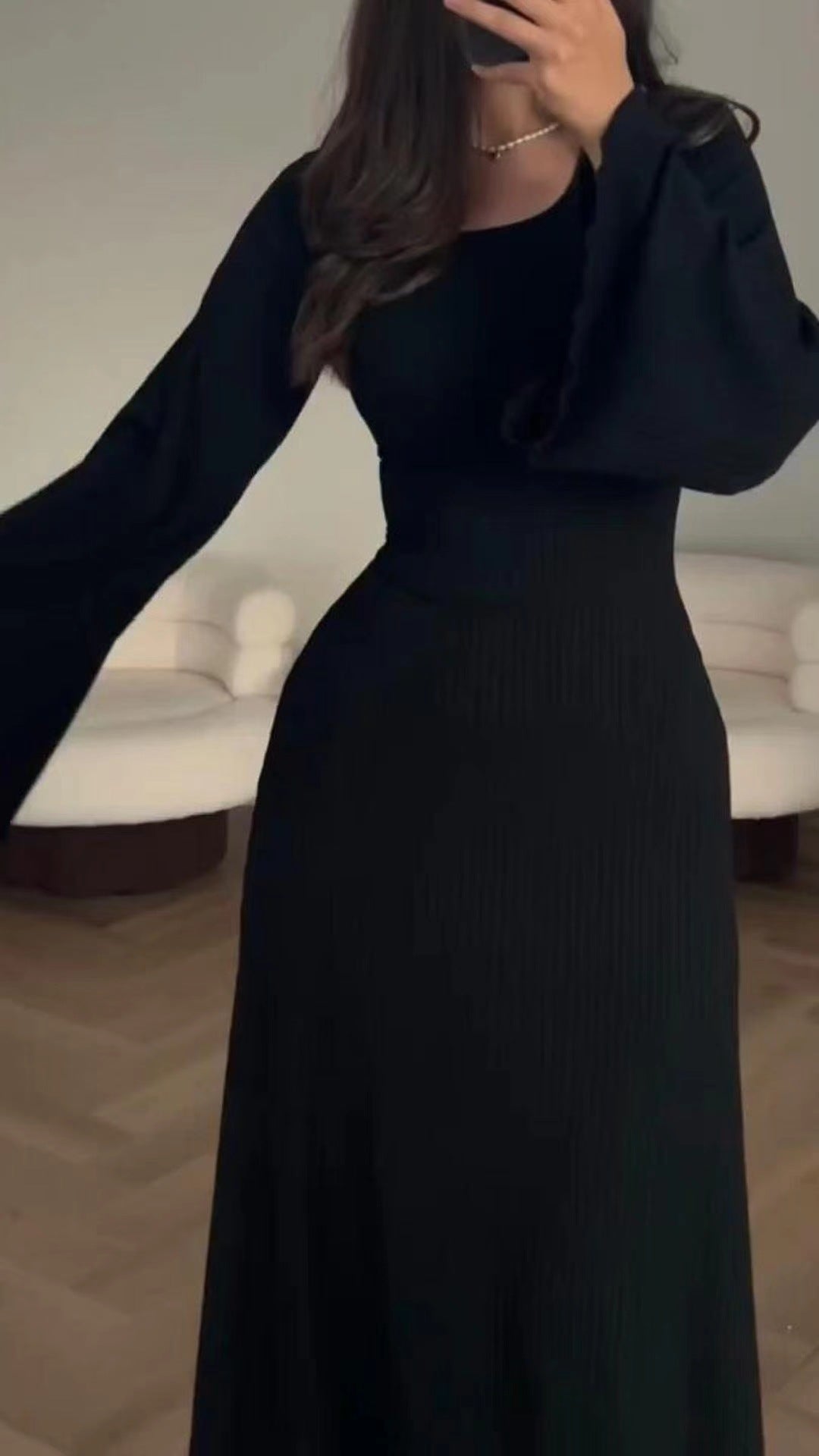 Women Fashion Long Sleeve Loose Casual Dress