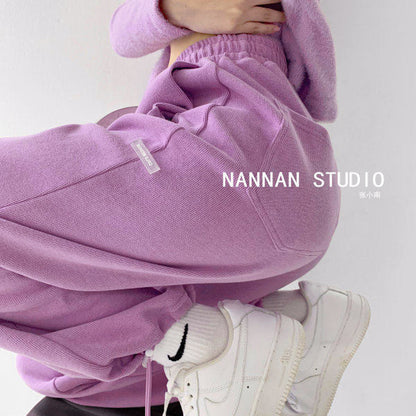 Women Athleisure Letters Print Loose Casual High Waist Straight Jogger Pants