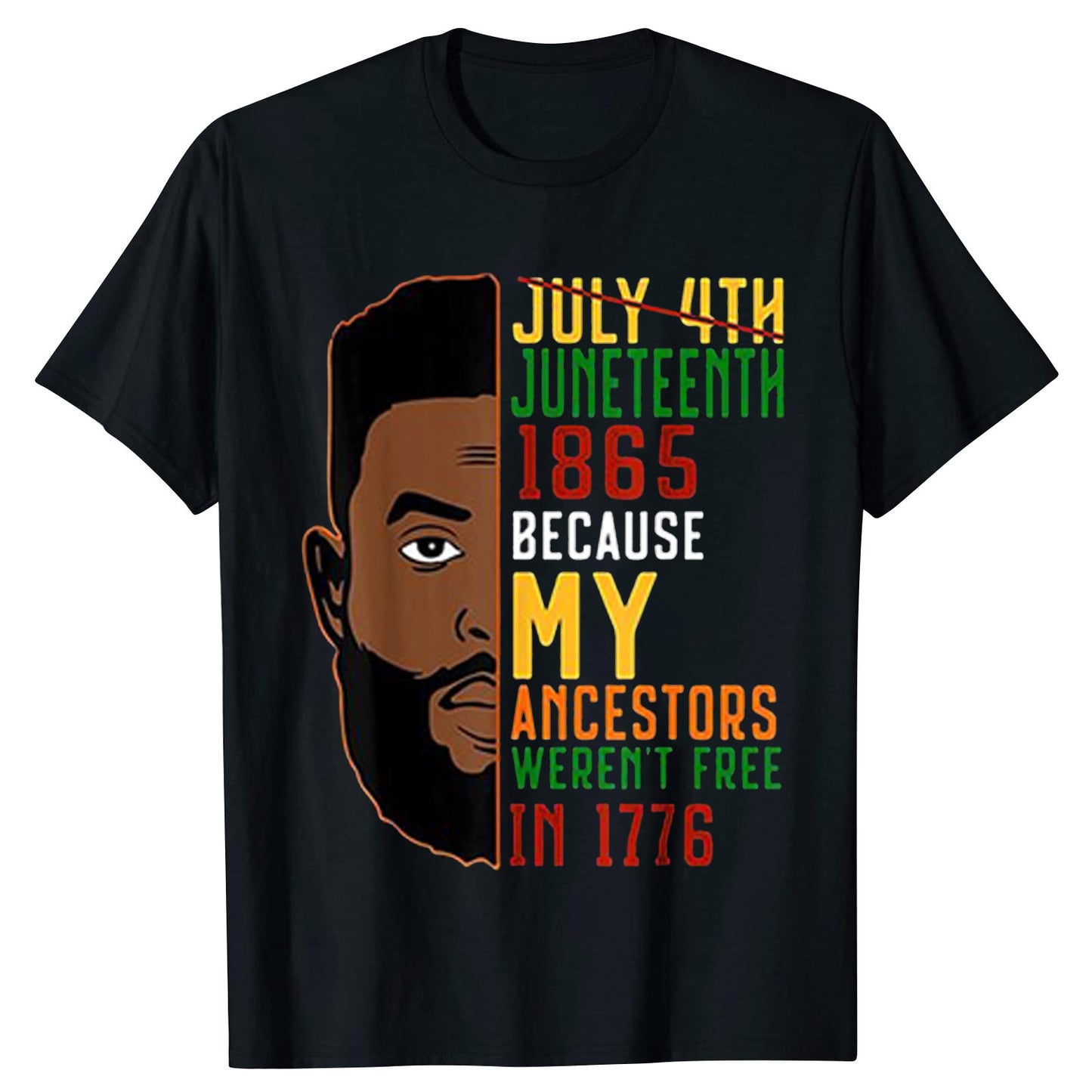 Camiseta unisex informal de manga corta con estampado de letras africanas Juneteenth
