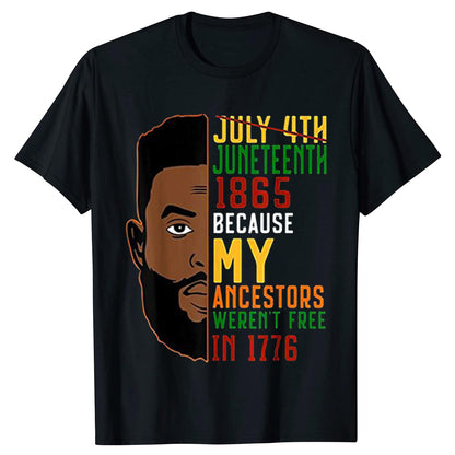 Camiseta unisex informal de manga corta con estampado de letras africanas Juneteenth
