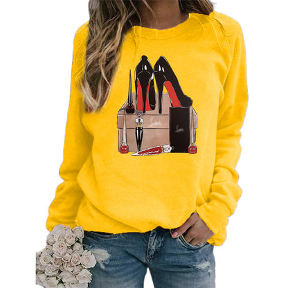 Sudadera con capucha de manga larga y cuello redondo con estampado informal a la moda para mujer