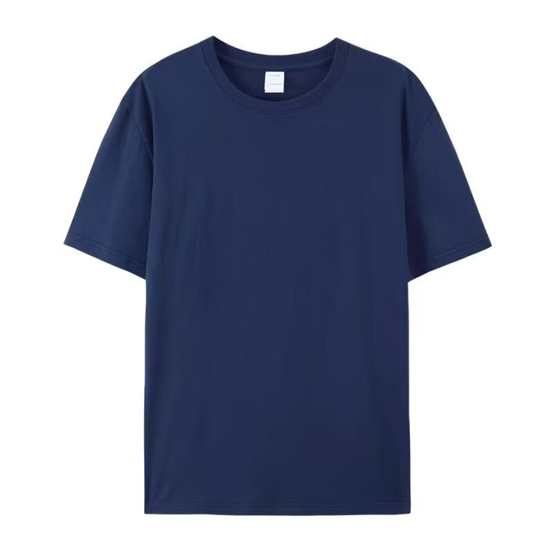 Camiseta básica holgada informal de color liso con cuello redondo para mujer