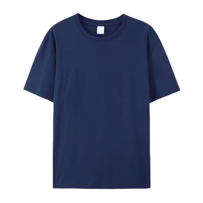 Camiseta básica holgada informal de color liso con cuello redondo para mujer
