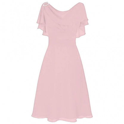Women Fashion Casual Chiffon Solid Color Off-Shoulder Dress