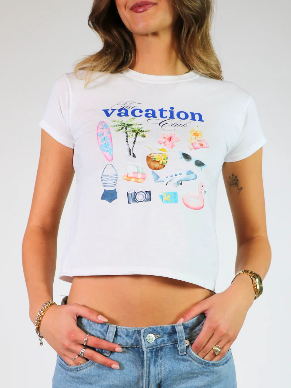 Camiseta de manga corta con estampado casual de moda para mujer