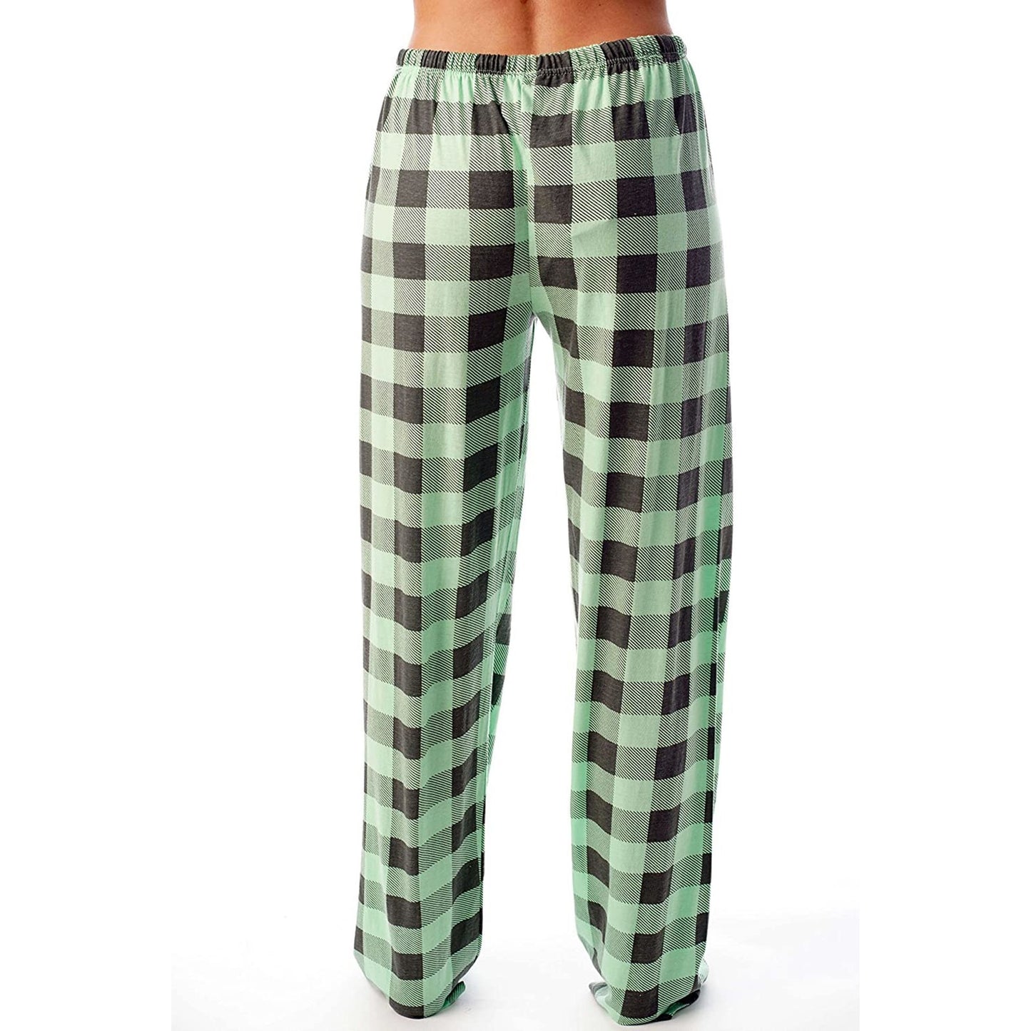 Women Casual Cozy Drawstring Plaid Printed Pants