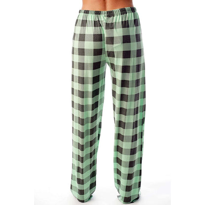 Women Casual Cozy Drawstring Plaid Printed Pants