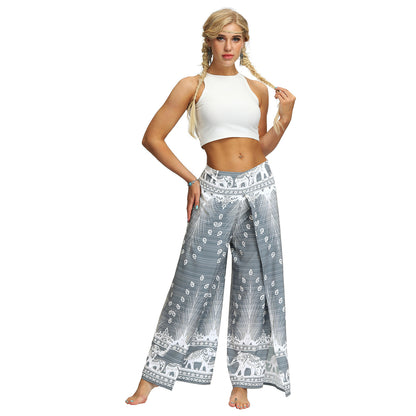 Women Fashion Casual Print Wide-Leg Pants
