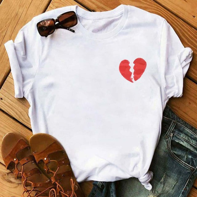 Camiseta informal de manga corta con estampado de diente de león para mujer