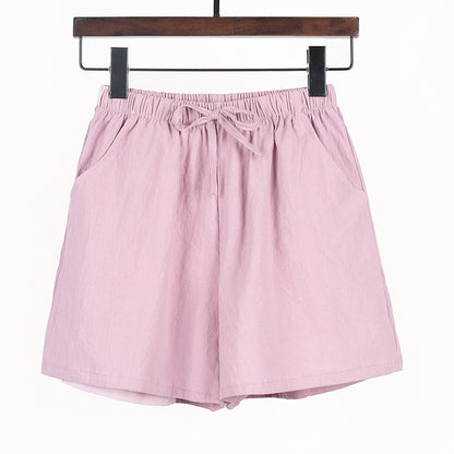 Women Linen Cotton Linen Sports Casual Wide Leg Shorts