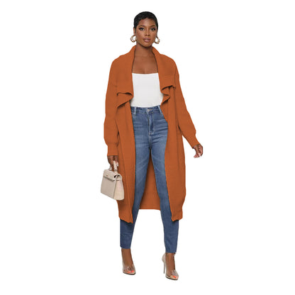 Women'S Casual Solid Color Long Sleeve Knitted Cardigan Over Coat