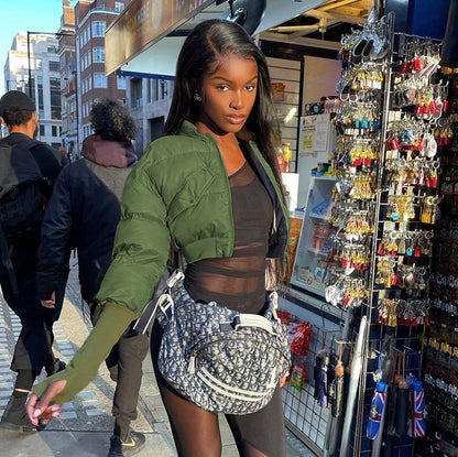 Cárdigan informal de color liso para mujer, abrigo acolchado de algodón con bolsillo y cremallera, para otoño e invierno