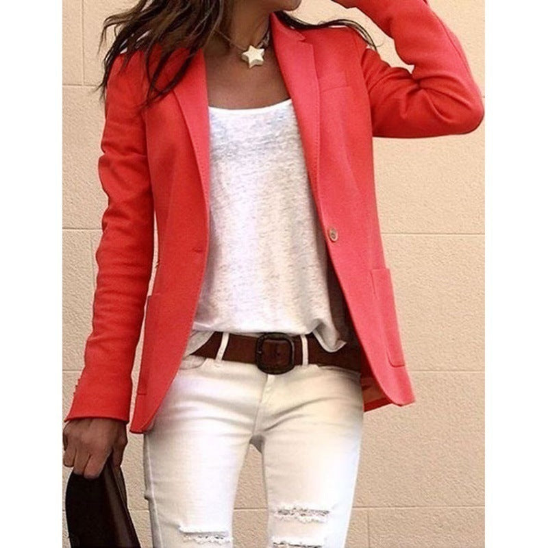 Chaqueta blazer informal de manga larga a la moda para mujer