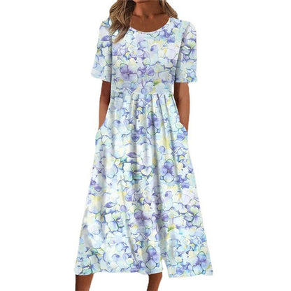 Vestido informal de manga corta con estampado floral para mujer