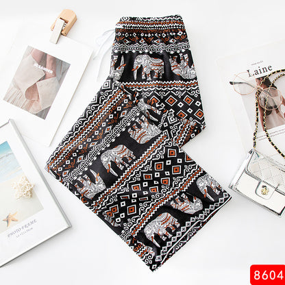 Women Casual Elephant Print Beach Pants