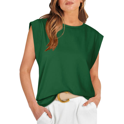 Camiseta informal holgada de verano con rayas y color liso para mujer