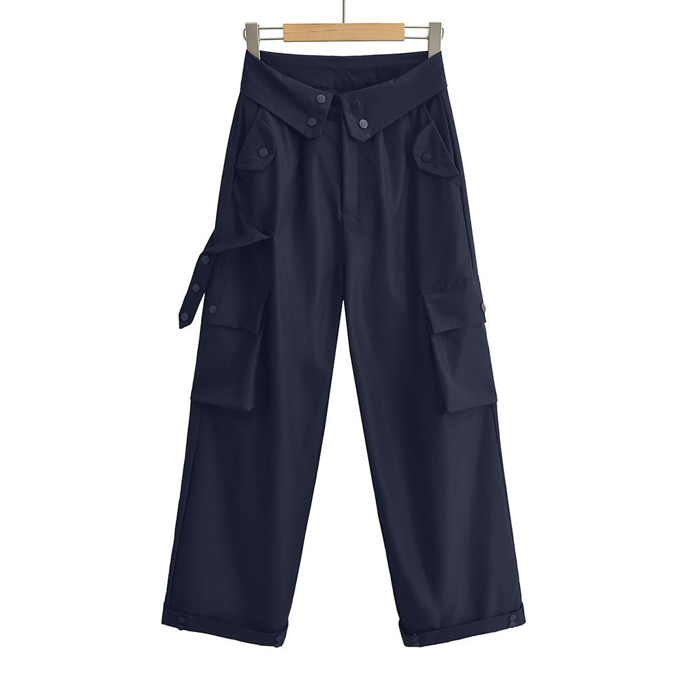 Women Casual Solid Color Loose Street Cargo Pants