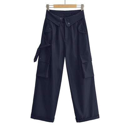 Women Casual Solid Color Loose Street Cargo Pants