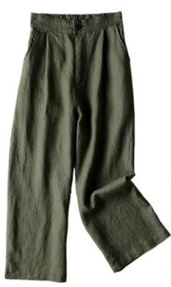 Pantalones de pierna ancha de color liso holgados informales básicos de verano para mujer