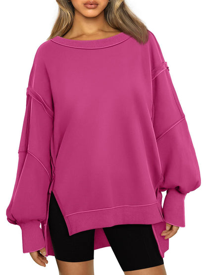 Sudadera informal de cuello redondo y manga larga para mujer