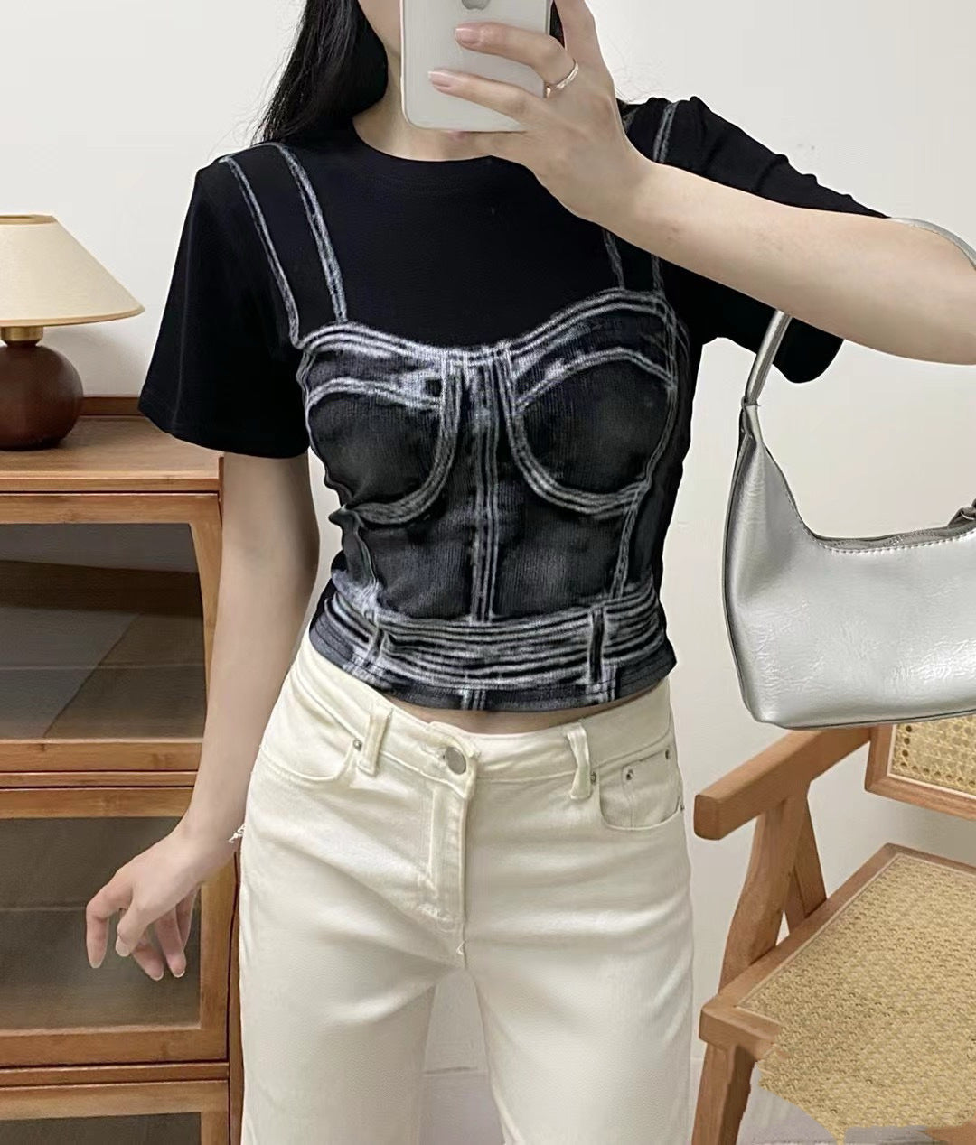 Camiseta de manga corta con estampado casual de moda para mujer