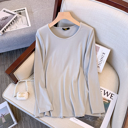 Blusa básica informal sencilla de color liso para mujer, talla grande