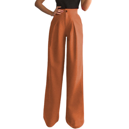 Pantalones anchos casuales de color liso a la moda para mujer