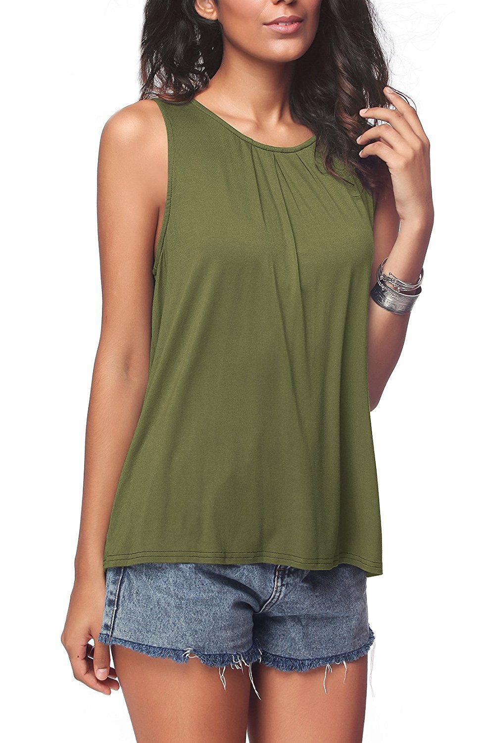Women Casual Basic Plus Size Summer Solid Color Loose Tank Top