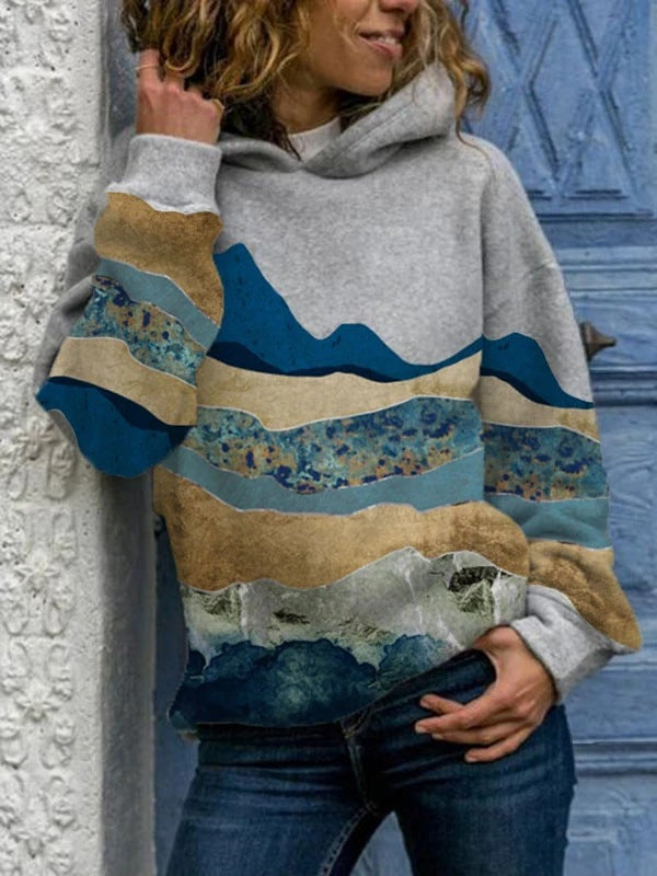 Sudadera con capucha de manga larga con estampado gráfico de otoño para mujer