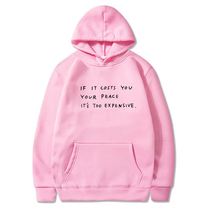 Sudadera con capucha informal con bolsillo y estampado de eslogan y letras para mujer