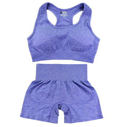 Conjunto deportivo de 2 piezas para mujer, informal, ajustado, de color sólido, con cuello en U, sin mangas y pantalones cortos