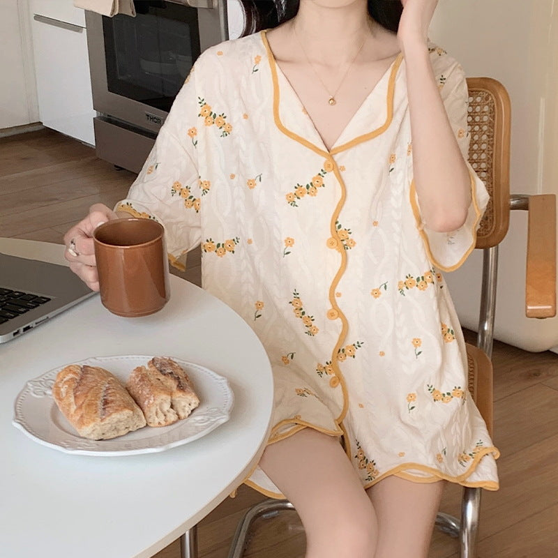 Conjunto de pijama informal de manga corta y pantalones cortos para mujer