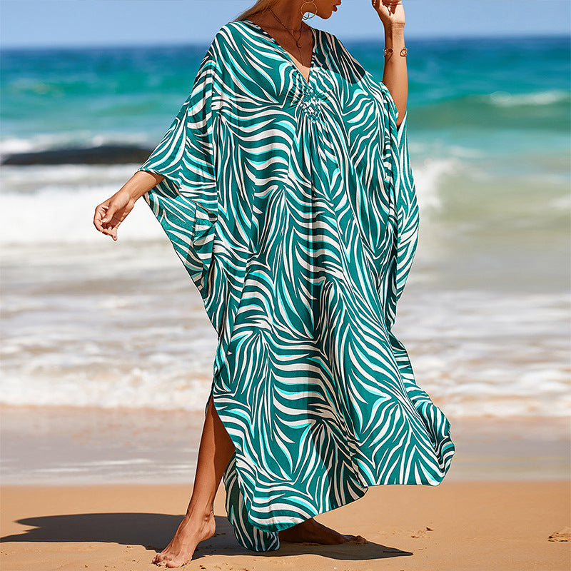 Traje de baño de verano para mujer, informal, estampado, holgado, protector solar